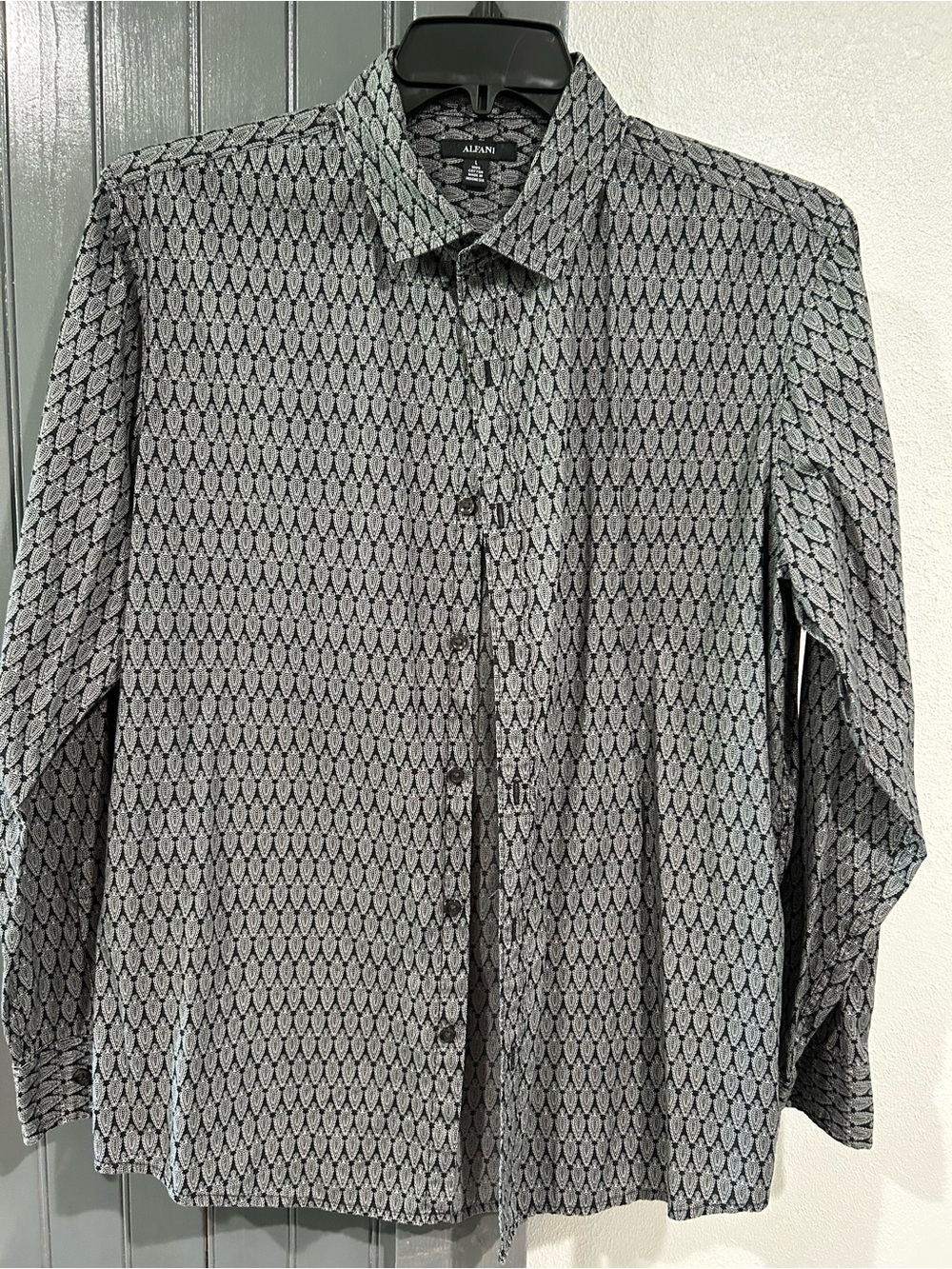 Alfani Men's Black & White Geometric Button-Down Shirt